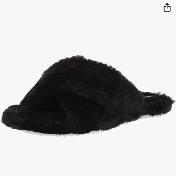 Vince Camuto Kortendie Black Faux Fur Slip On Slide Slippers Size 9M - Picture 4 of 12